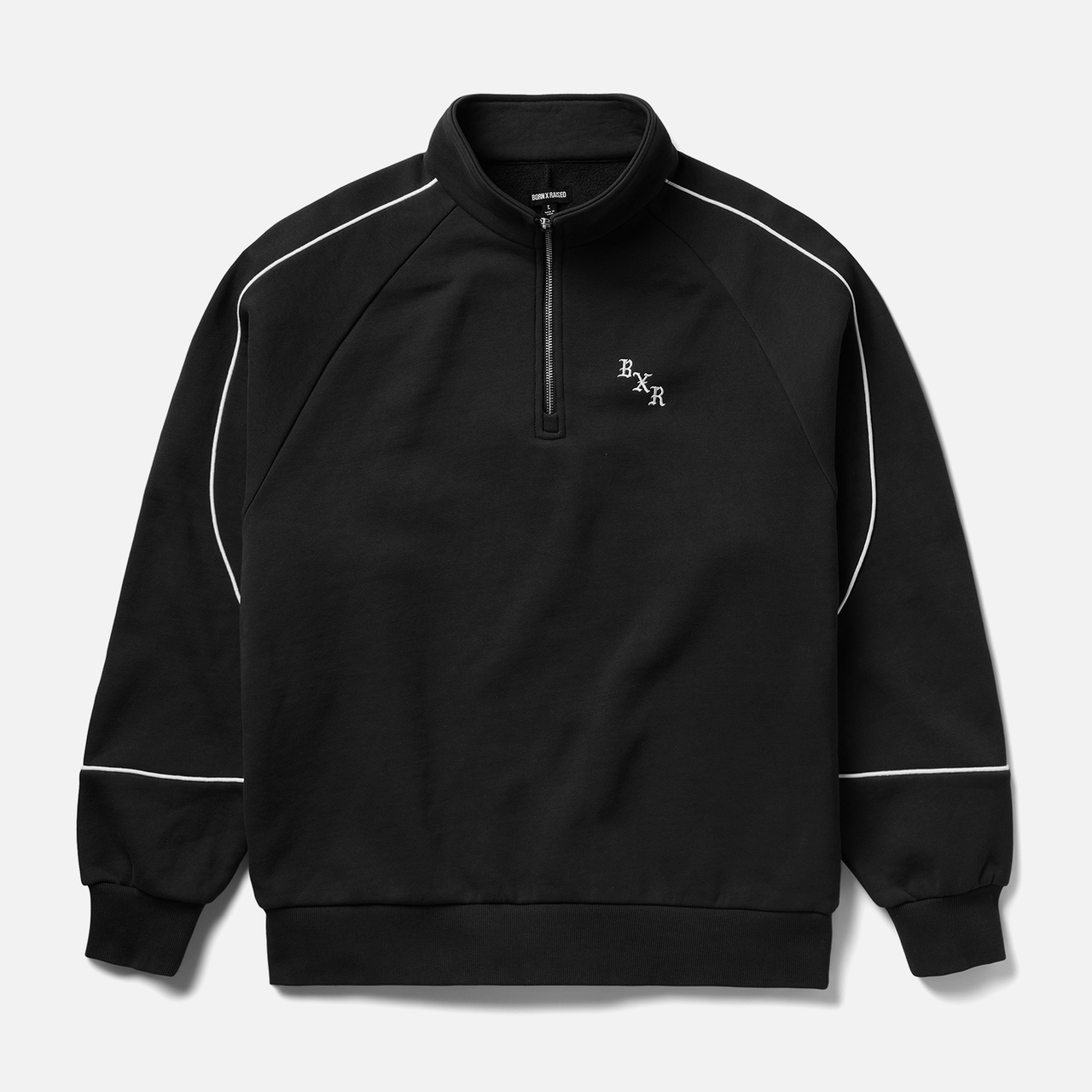 Born & Raised Piped Quarter Zipped Sweater - Black