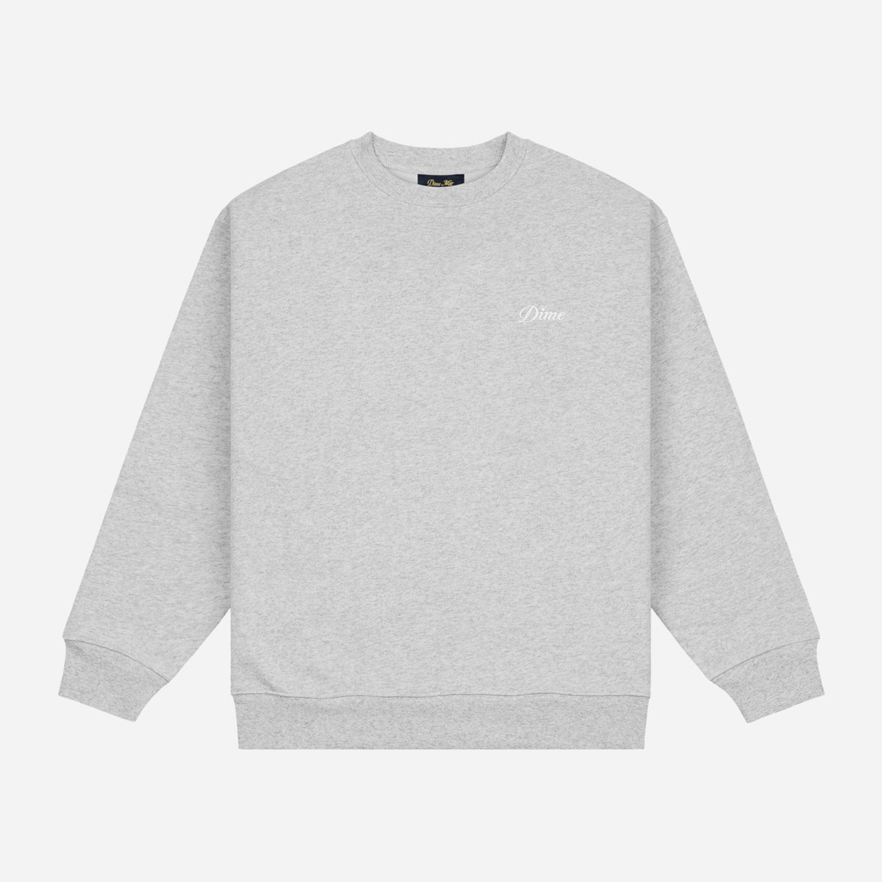 Dime Cursive Small Logo Crewneck - Heather Grey