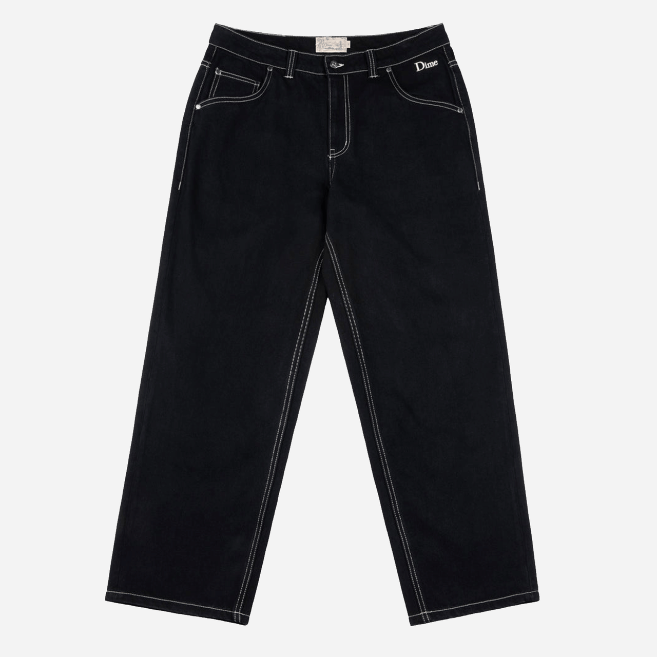 Dime Relaxed Denim Pants - Black/Contrast Stitch