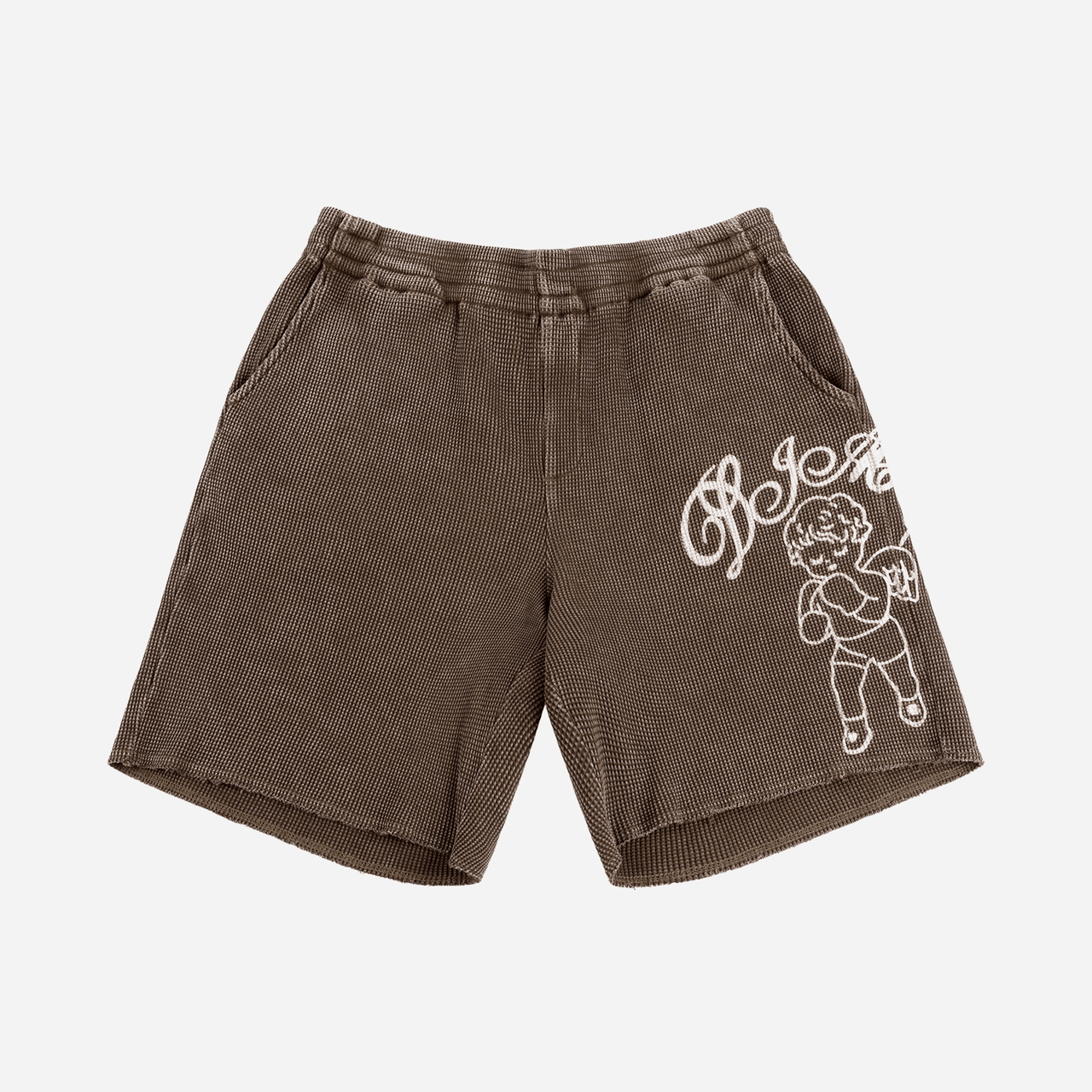 Dime Fighter Waffle Shorts - Brown Washed
