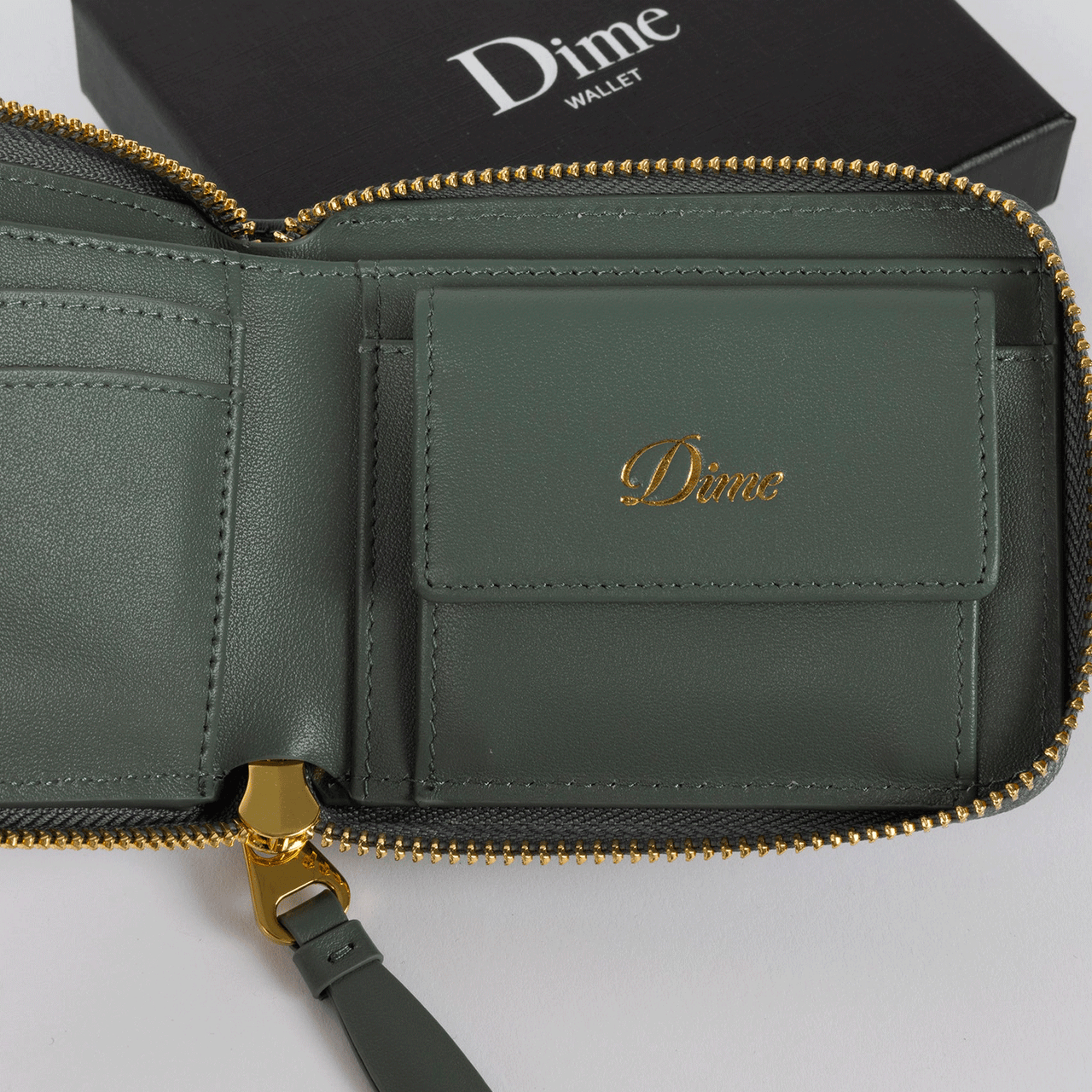 Dime Cursive Zip Wallet - Slate Green