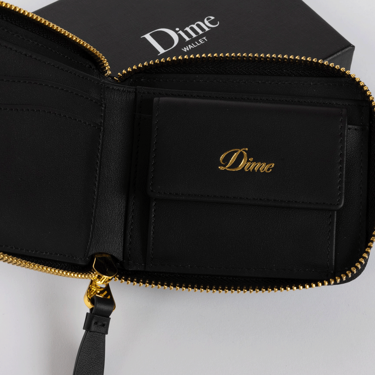 Dime Cursive Zip Wallet - Black