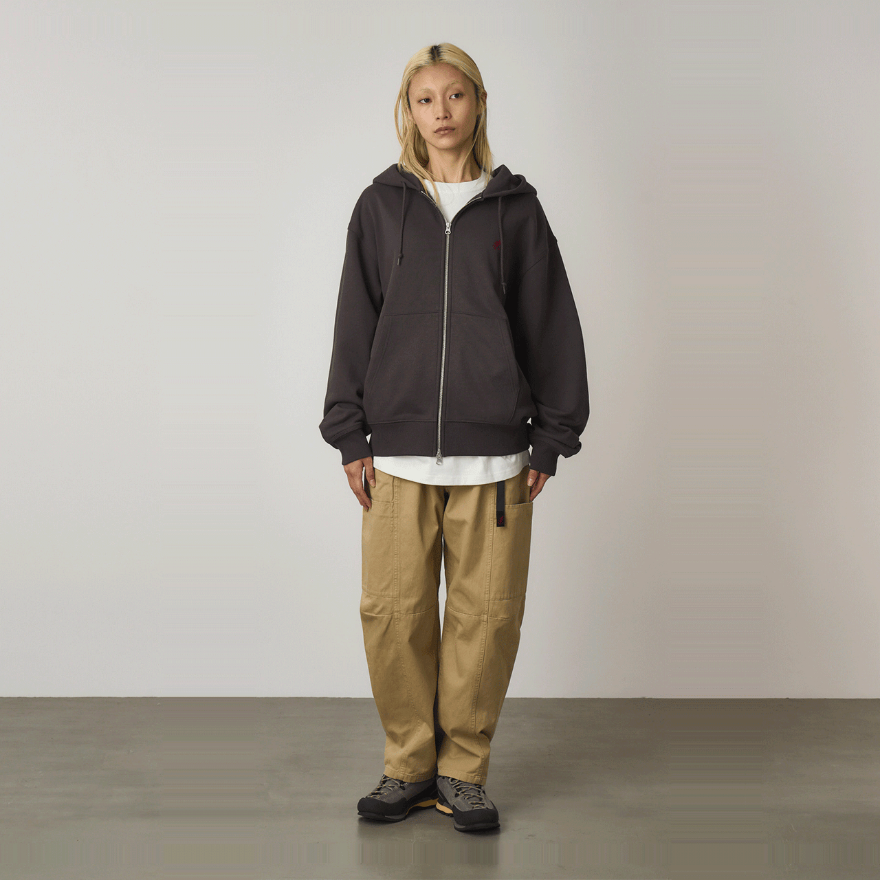 Gramicci One Point Zip Hooded Sweatshirt - Deep Brown