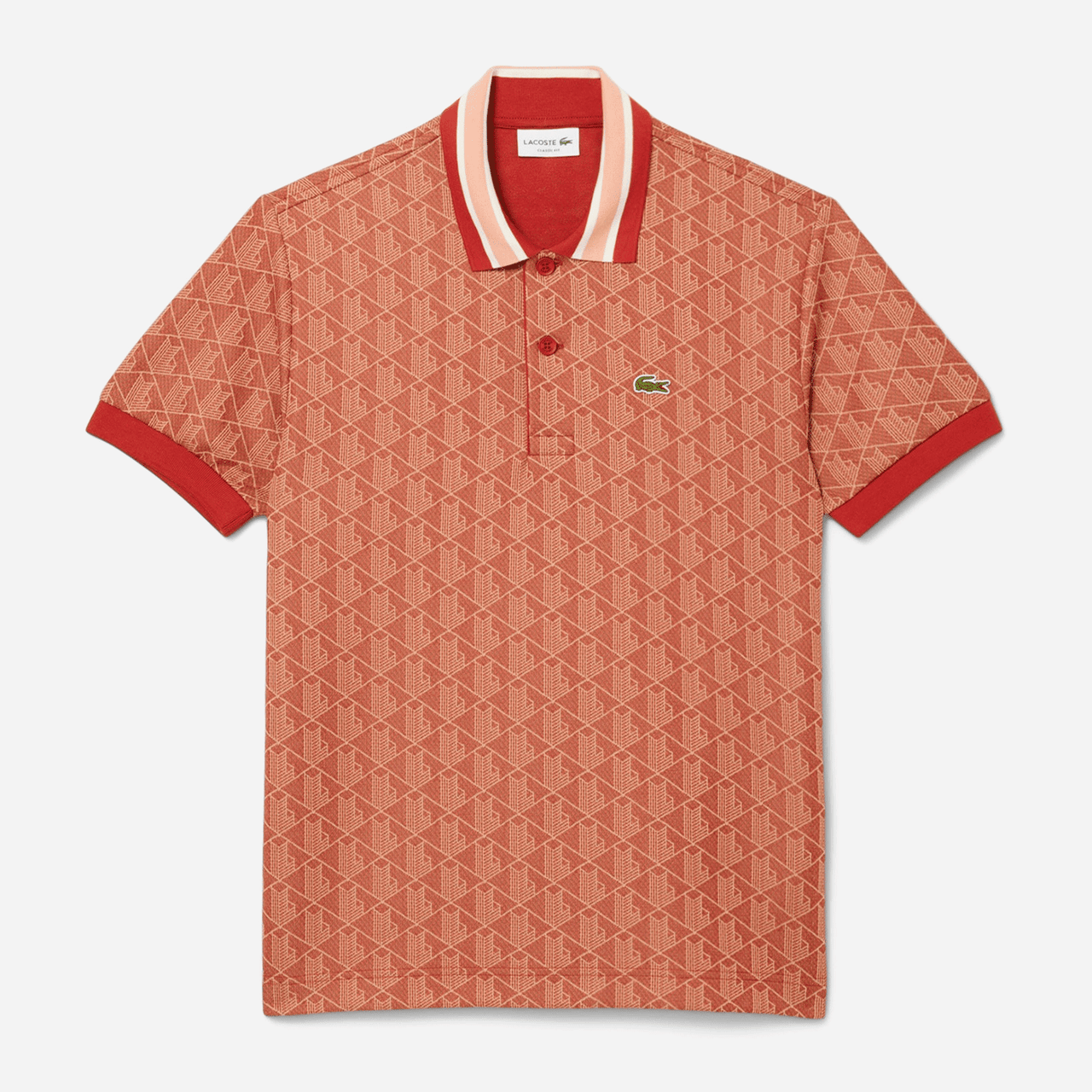 Lacoste Polo De Jacquard De Corte Clásico Con Monograma - Orange
