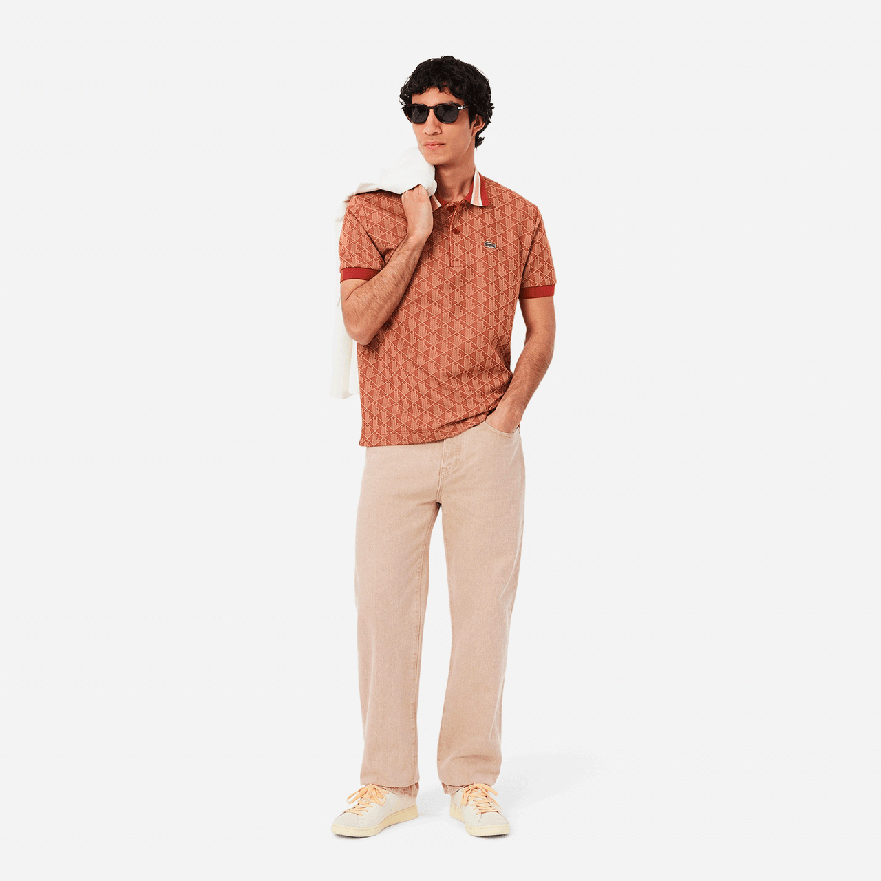 Lacoste Polo De Jacquard De Corte Clásico Con Monograma - Orange