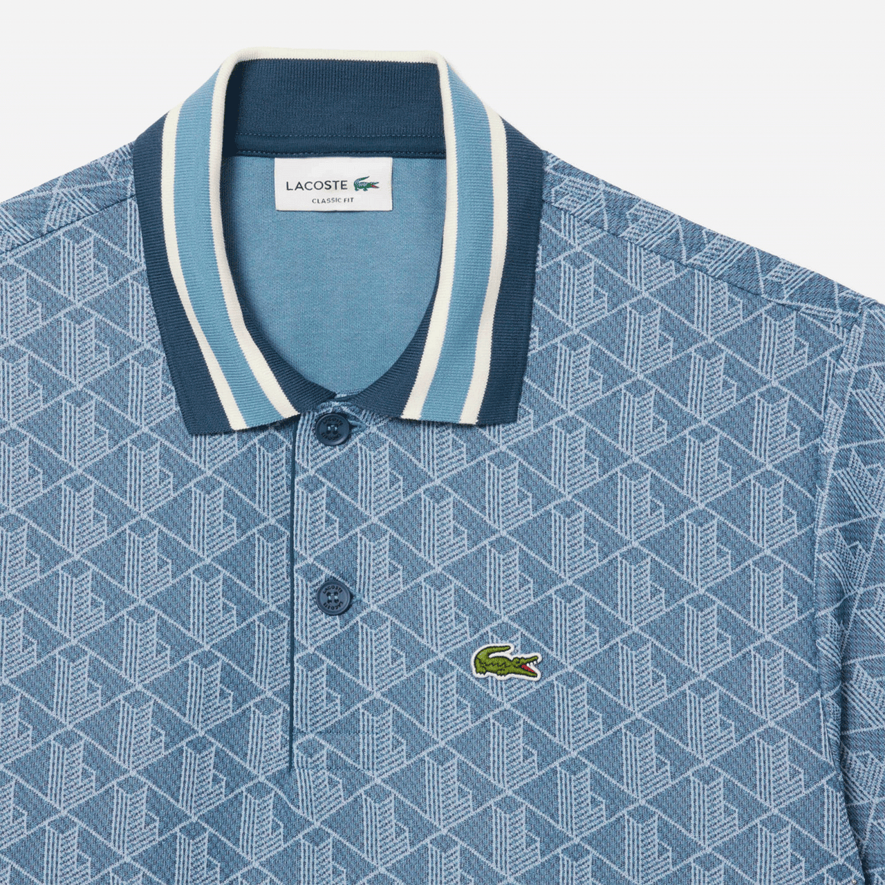 Lacoste Polo De Jacquard De Corte Clásico Con Monograma - Azul