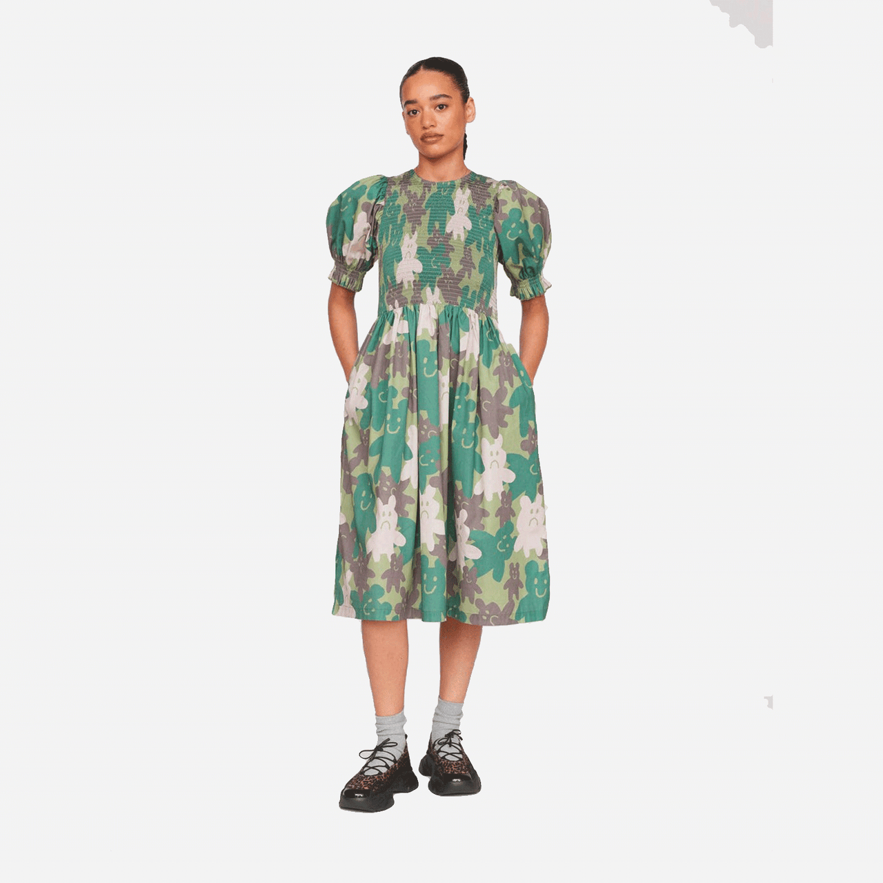 Lazy Oaf Camo Bears Shirred Dress