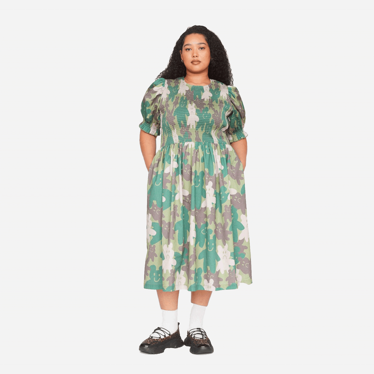 Lazy Oaf Camo Bears Shirred Dress