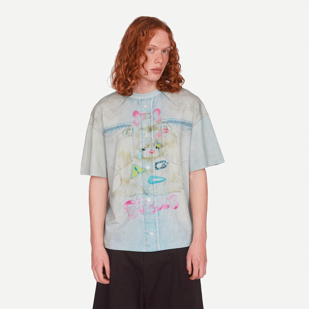 Lazy Oaf Party Pooper Denim Print Tee