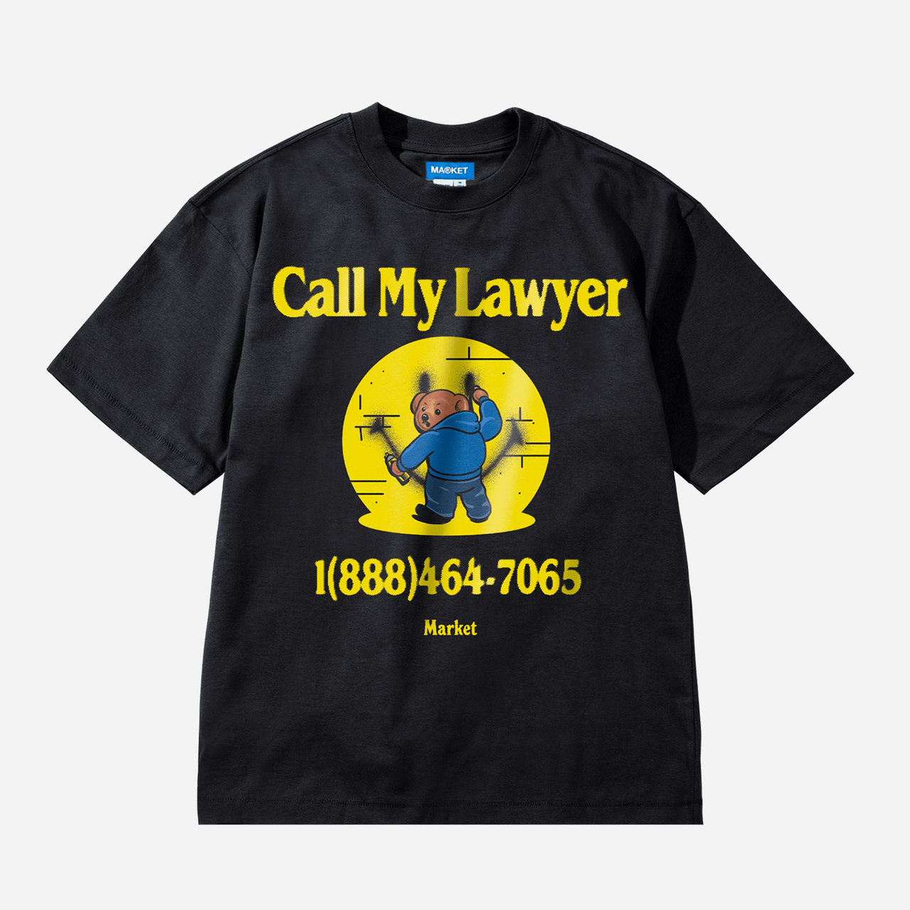 Market Call My Lawyer Bear T-Shirt - Jet Black