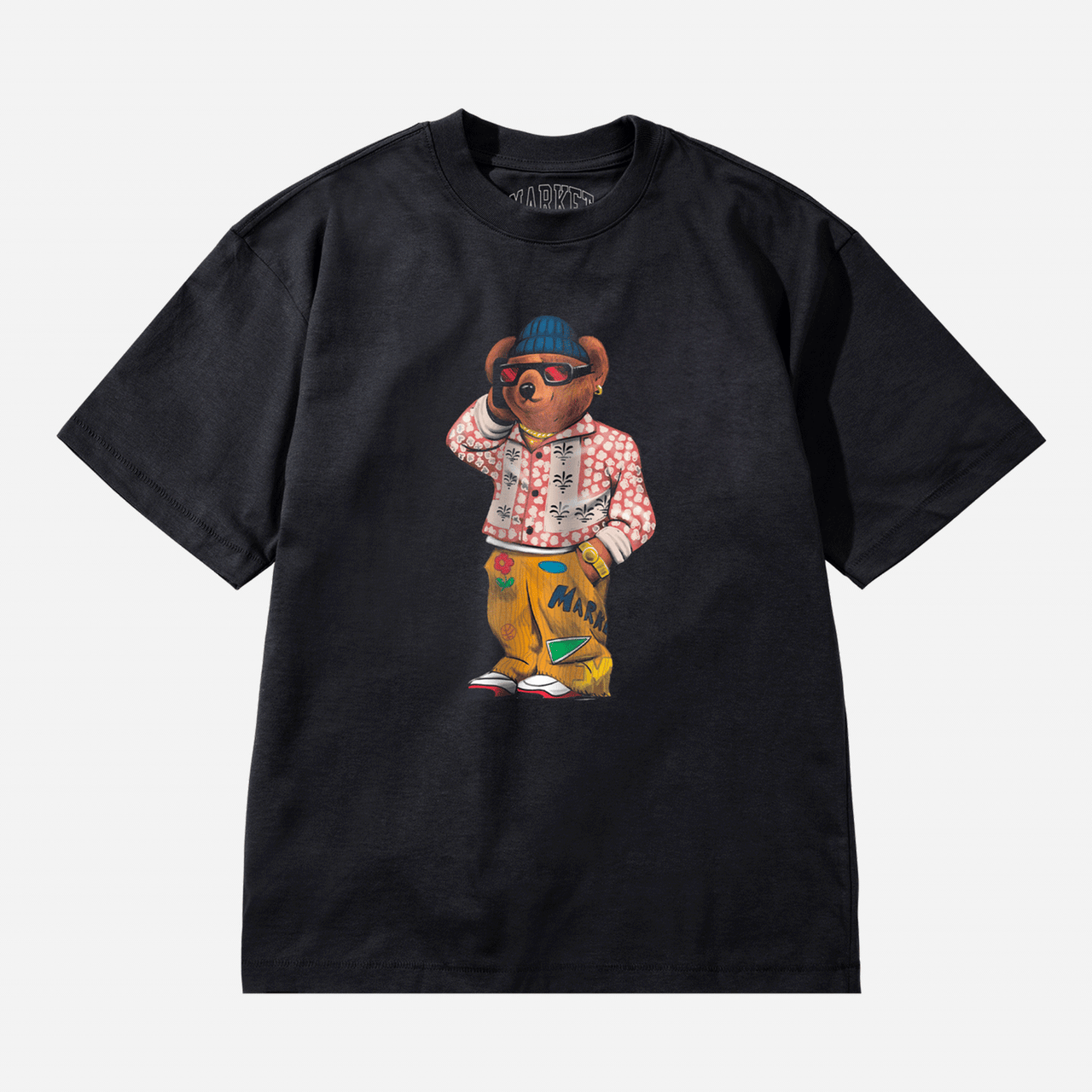 Market Folk Fitted Bear T-Shirt - Pirated Black