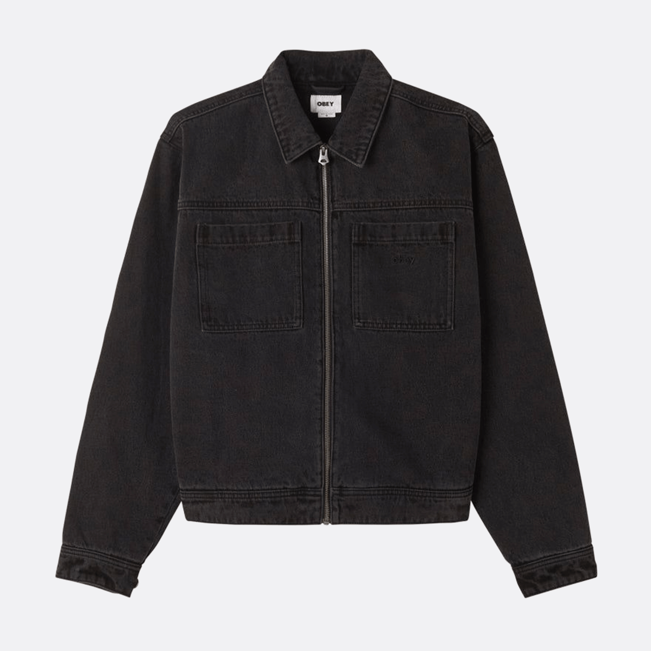 Obey Hardwork Zip Up Jacket - Faded Black