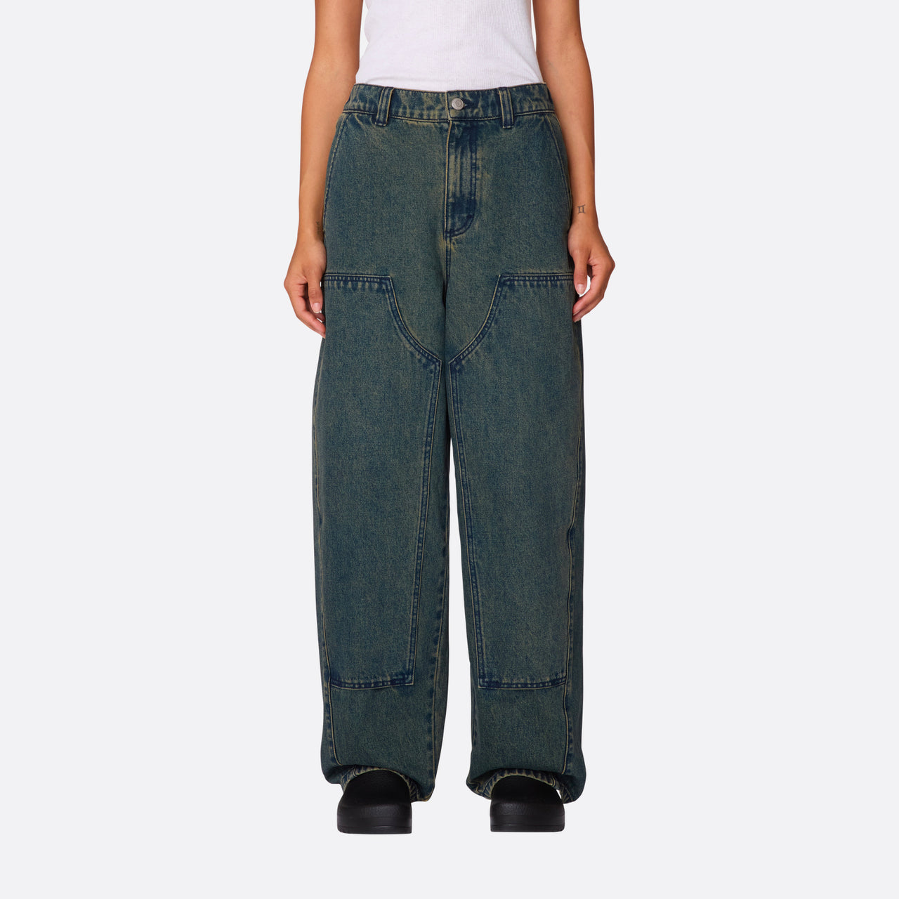 Obey Leah III Baggy DBL Knee Denim - Yellow Tint Wash