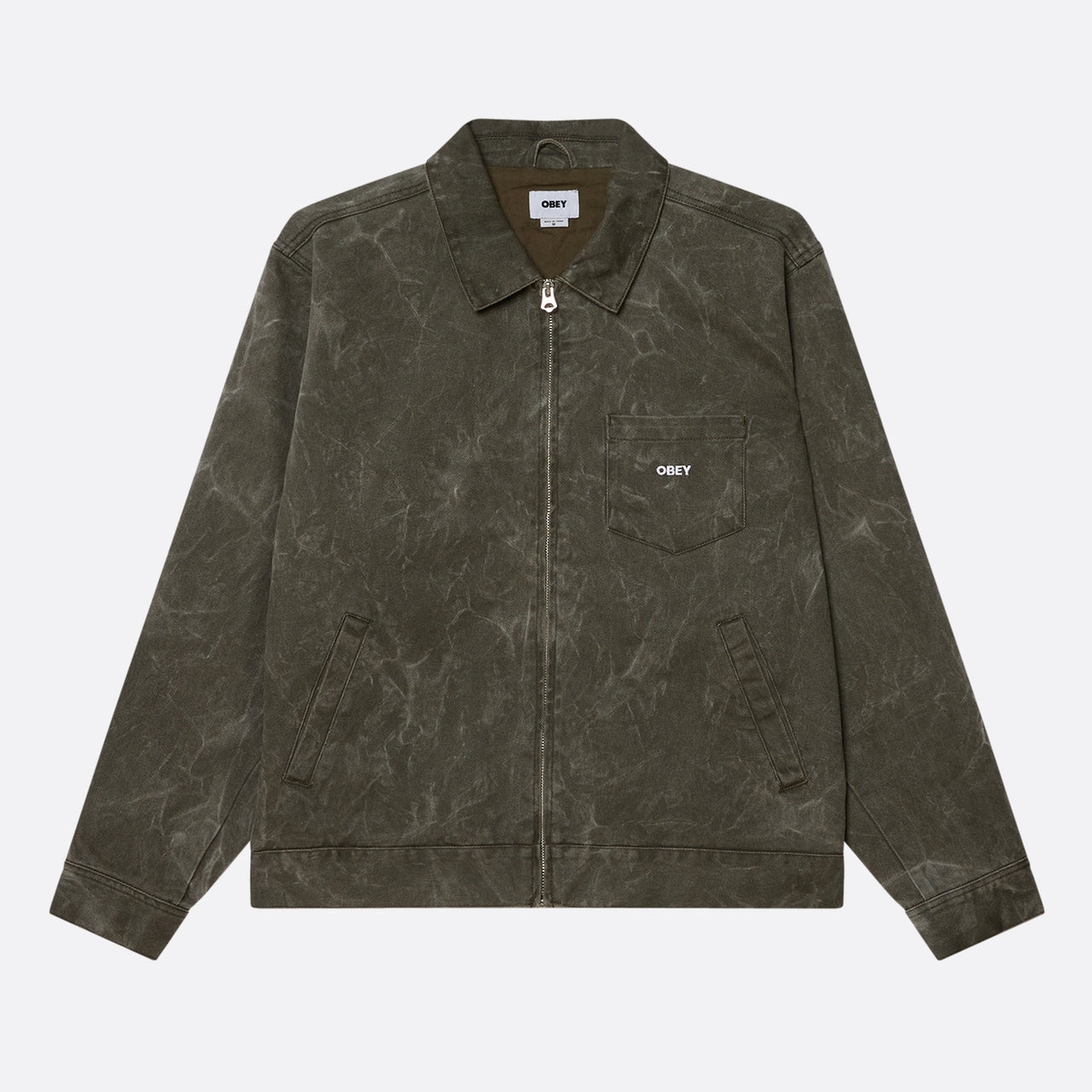 Obey Workman Jacket - Black Olive Wrinkle Wash