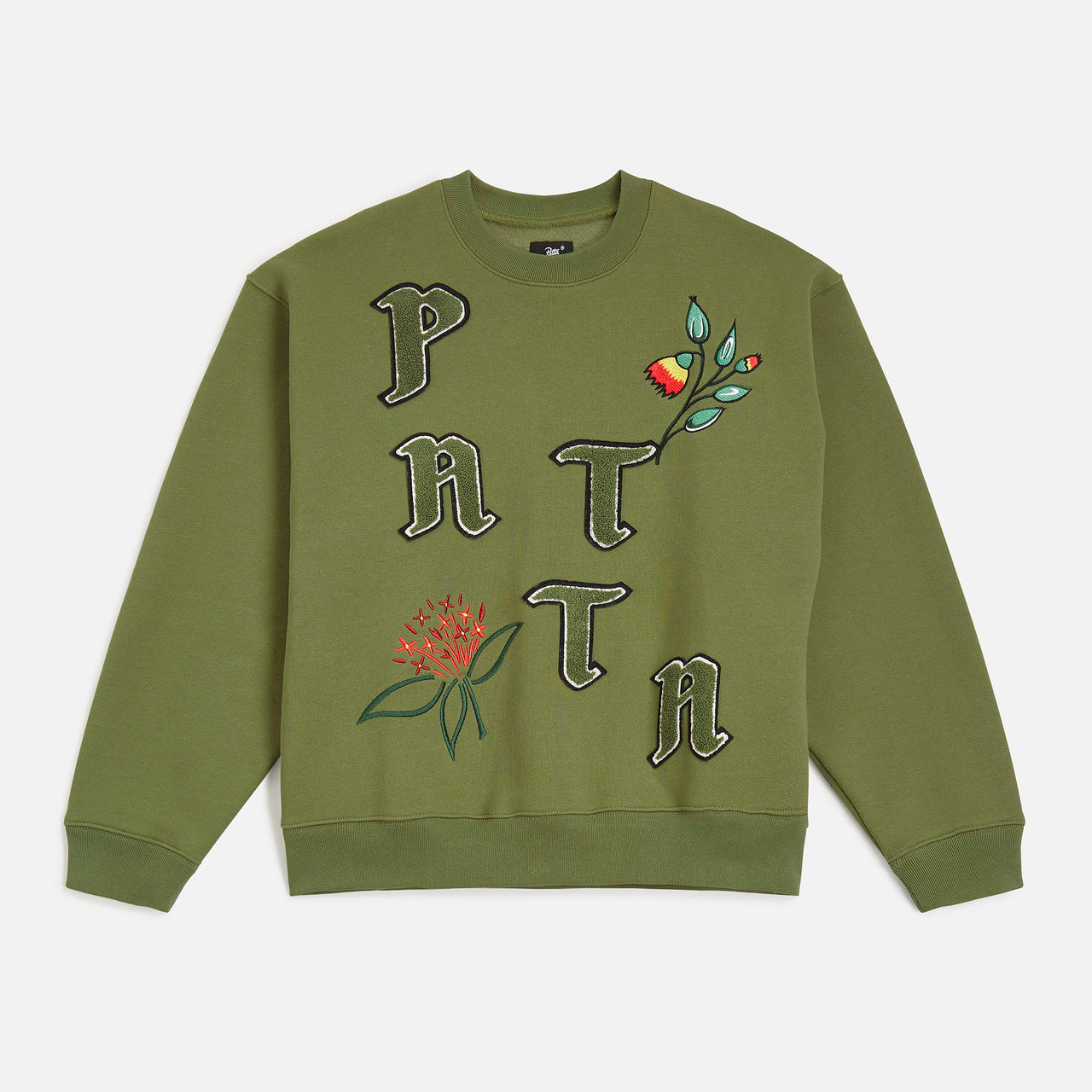 Patta Flowers Crewneck Sweater - Loden Green