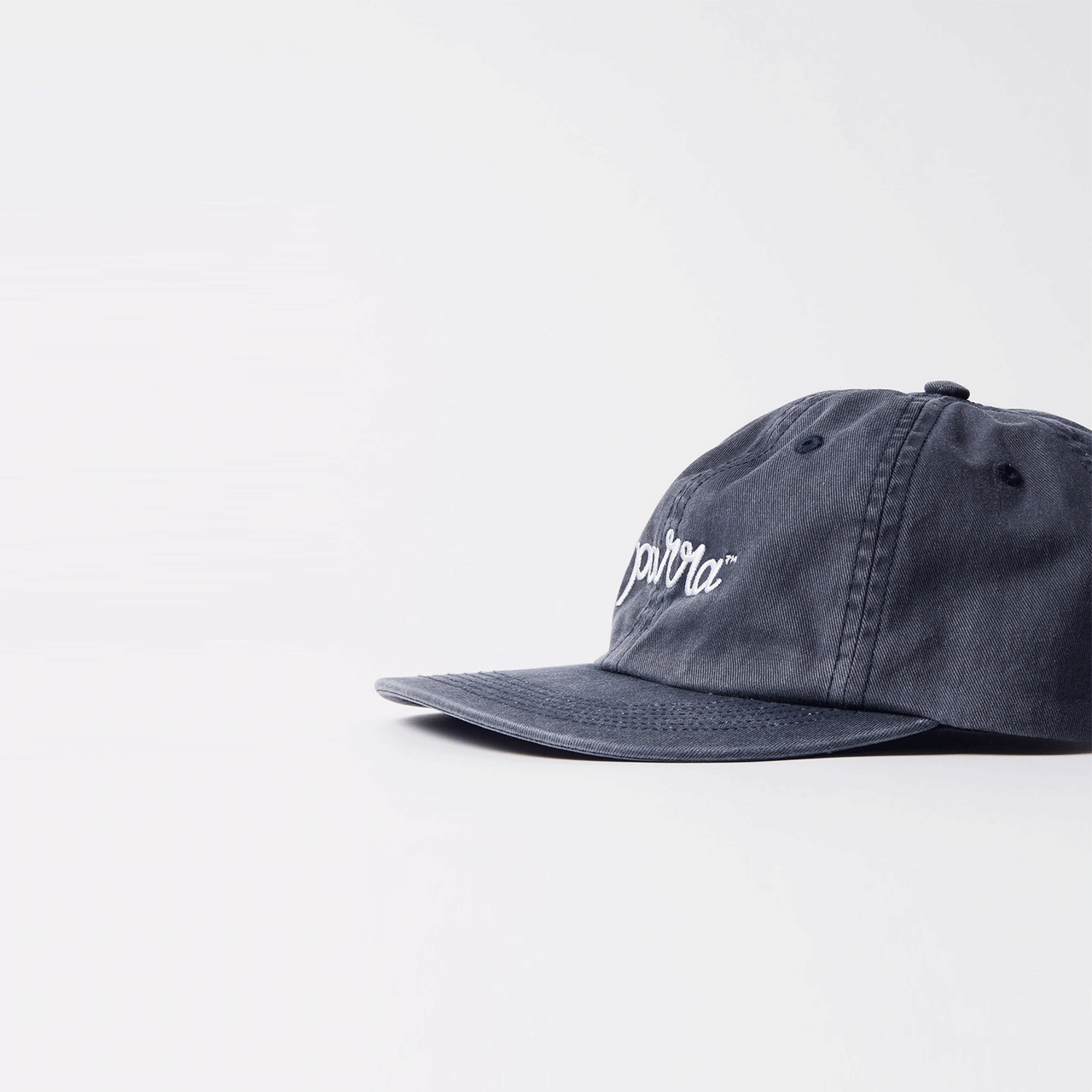 By Parra Scripted 6 Panel Hat - Washed Navy Blue