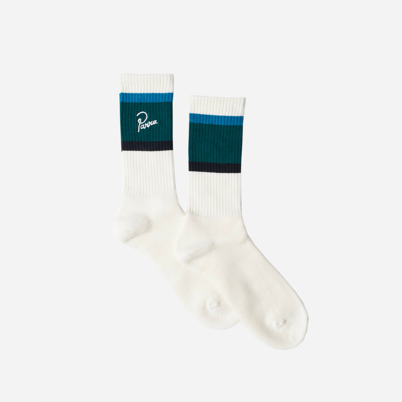 By Parra Signature Striped Crew Socks - Mallard Green