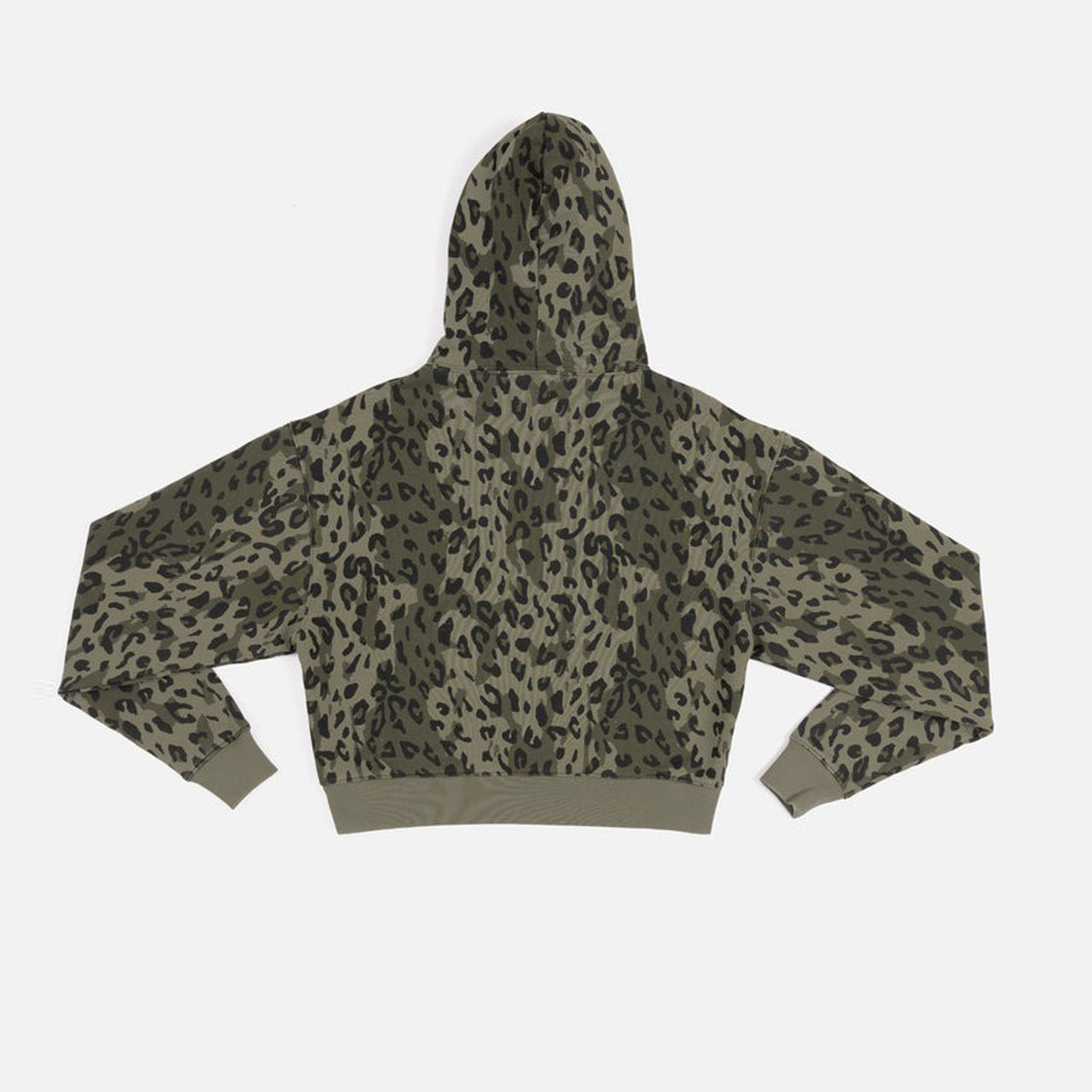 Patta Femme Leopard Cropped Hooded Sweater - Dusty Olive