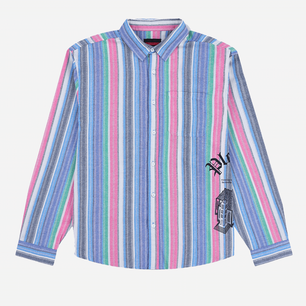 Pleasures Blue Chapel Long Sleeve Button Up - Blue