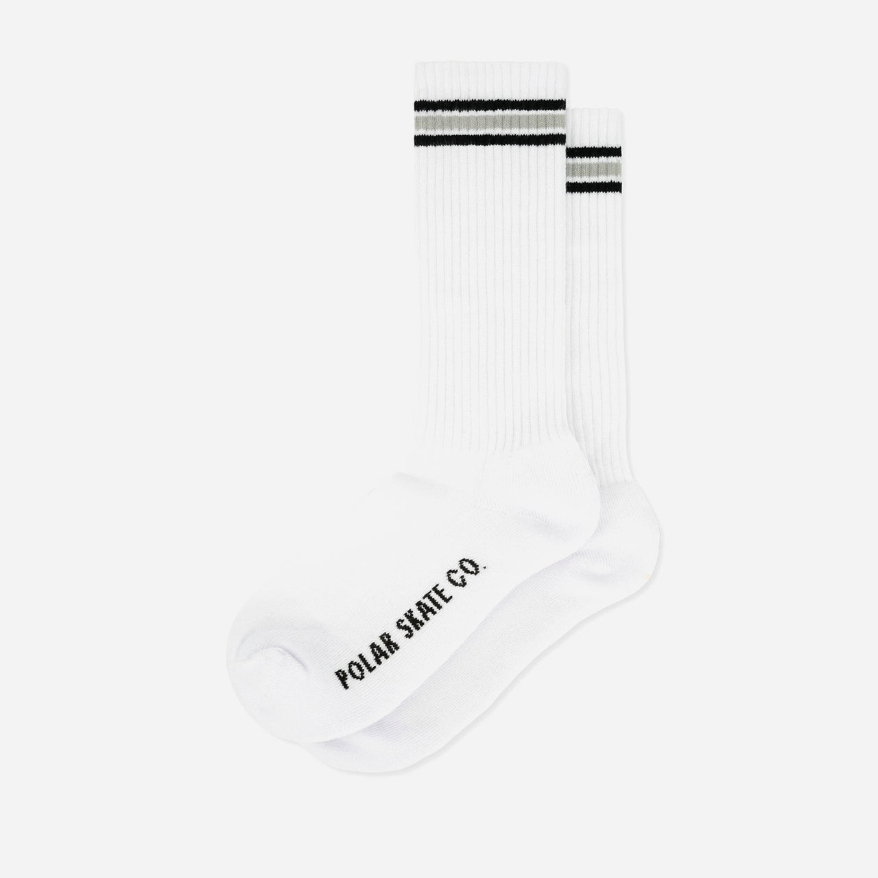 Polar Skate Rib Socks Long - Stripe (White / Black)
