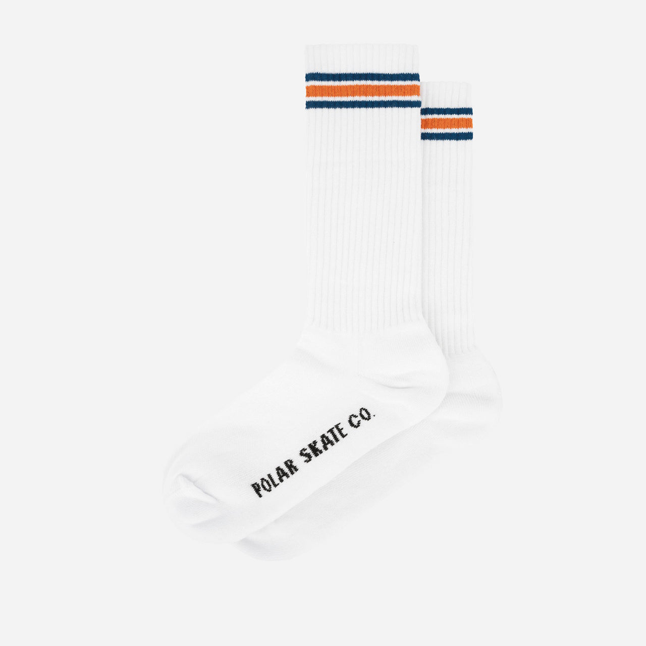 Polar Skate Rib Socks Long - Stripe (White / Blue / Orange)