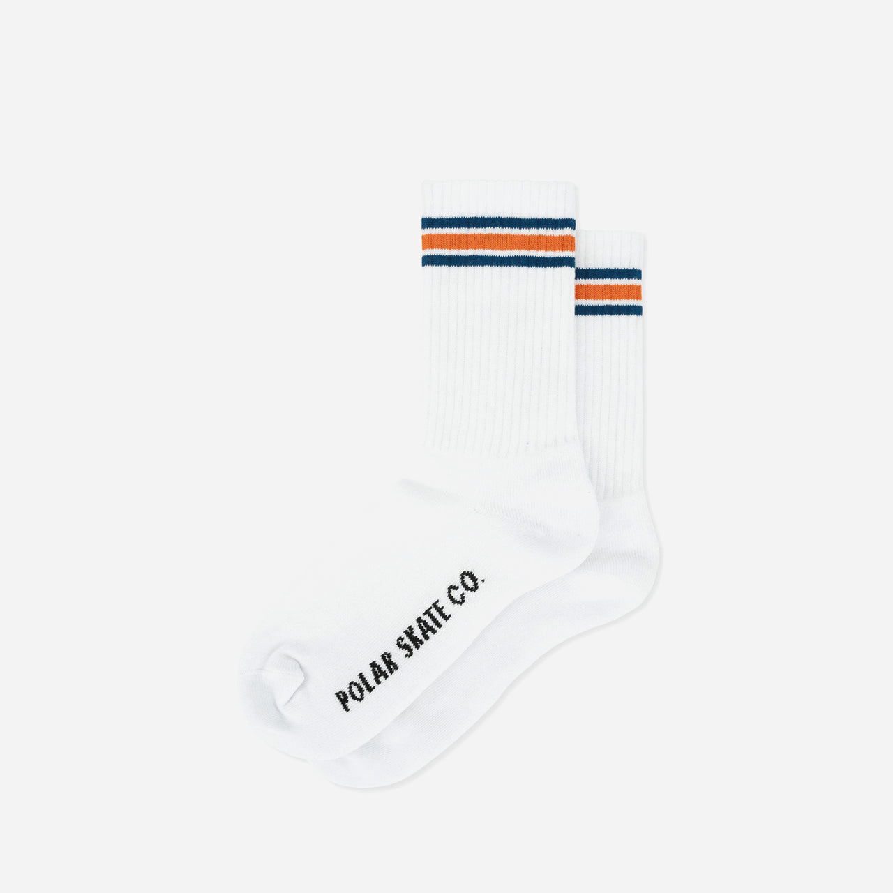 Polar Skate Rib Socks - Stripe (White / Blue / Orange)