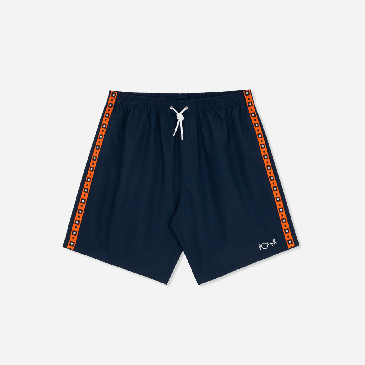 Polar Skate Square Stripe Swim Shorts - Navy / Orange