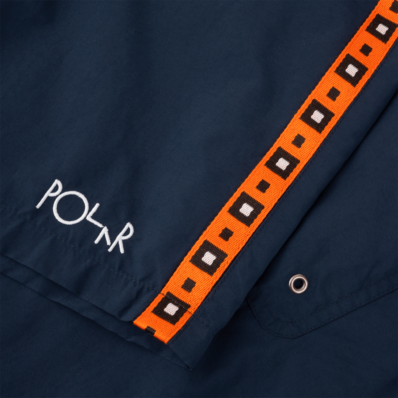 Polar Skate Square Stripe Swim Shorts - Navy / Orange