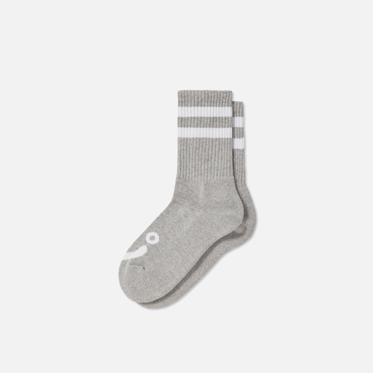 Polar Skate Rib Socks Happy Sad - Heather Grey