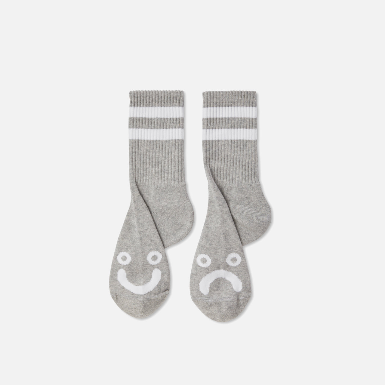 Polar Skate Rib Socks Happy Sad - Heather Grey