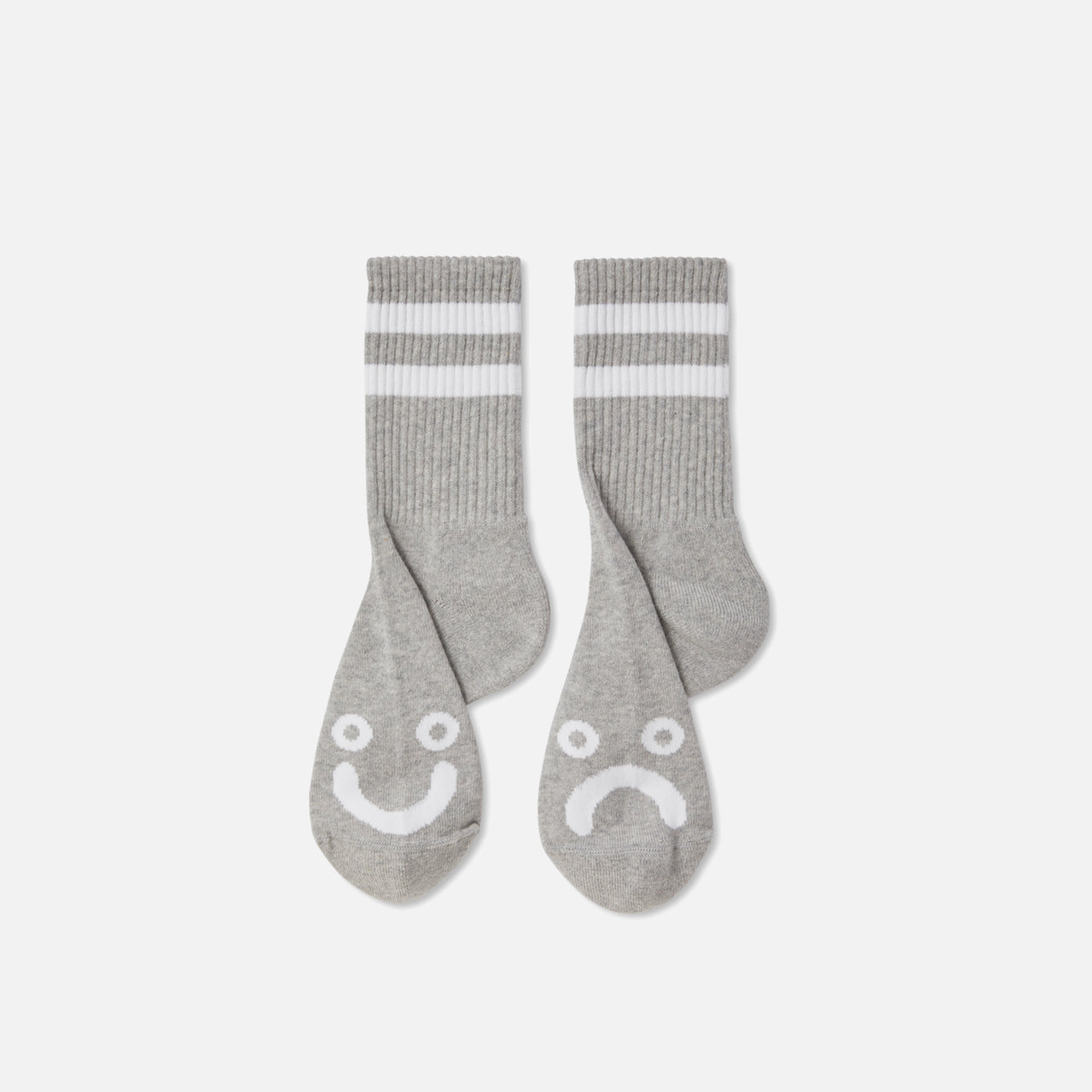 Rib Socks Happy Sad - Heather Grey