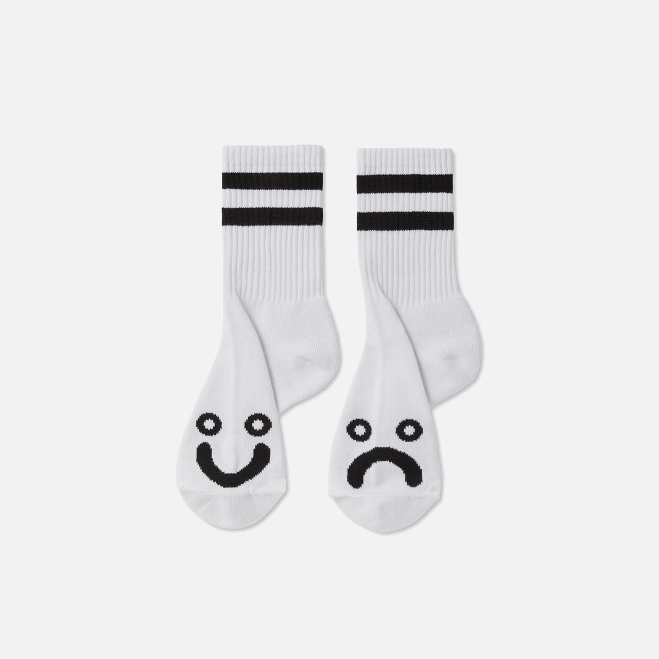 Polar Skate Rib Socks Happy Sad - White