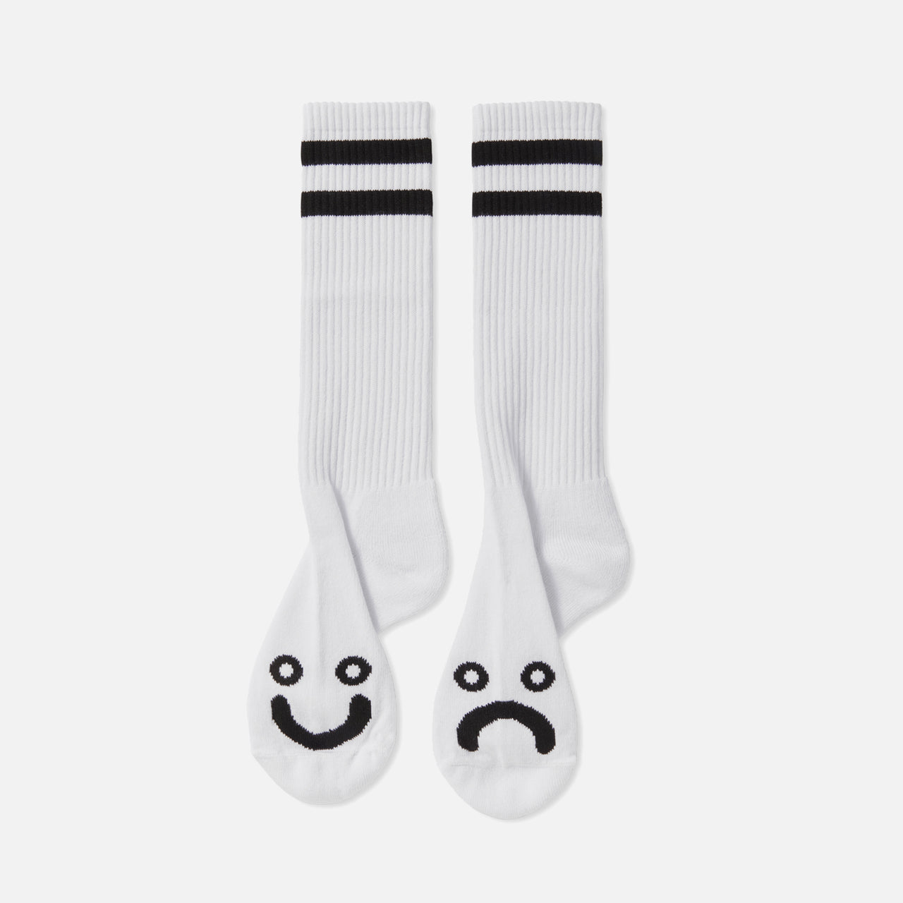 Polar Skate Rib Socks Long Happy Sad - White