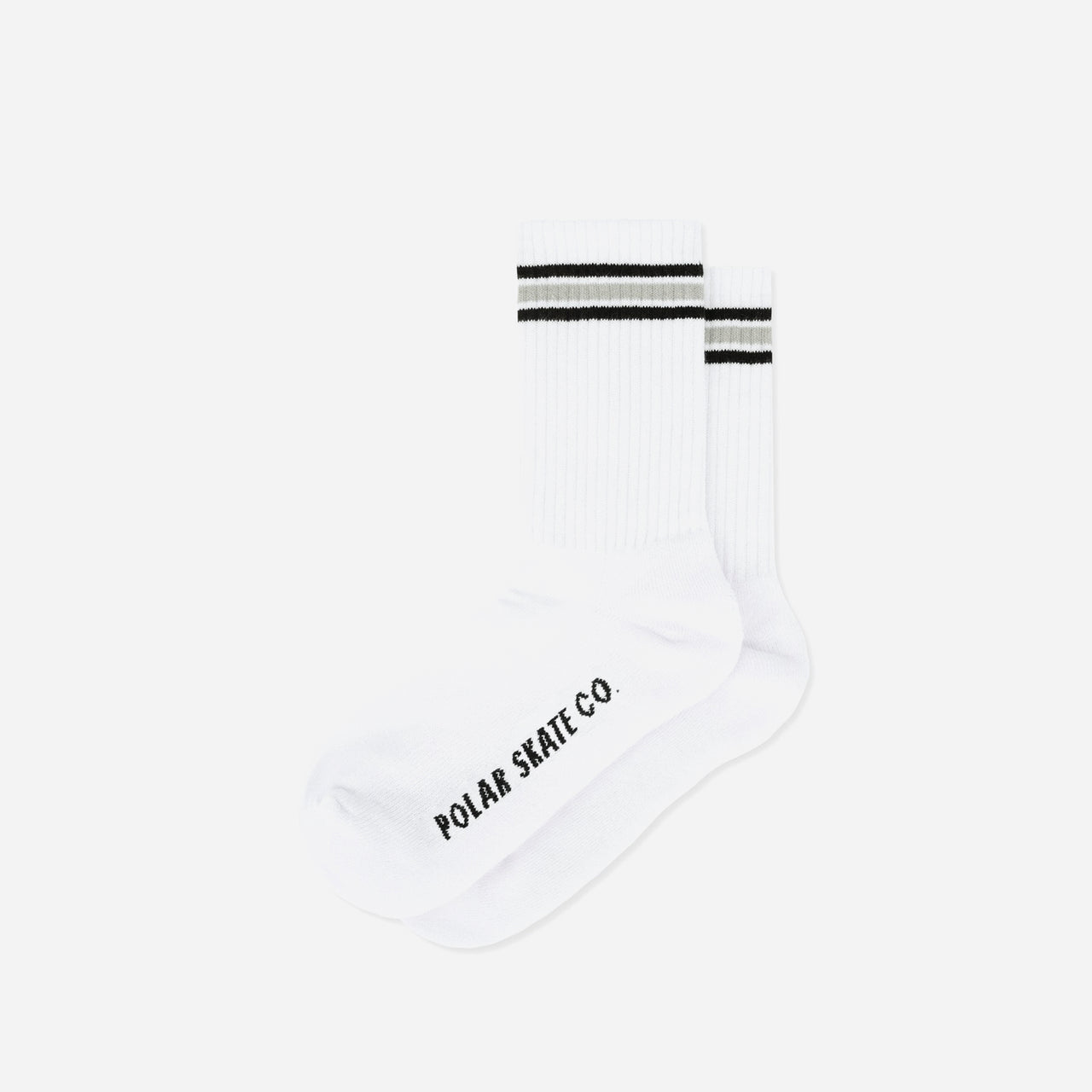 Polar Skate Rib Socks - Stripe (White / Black)