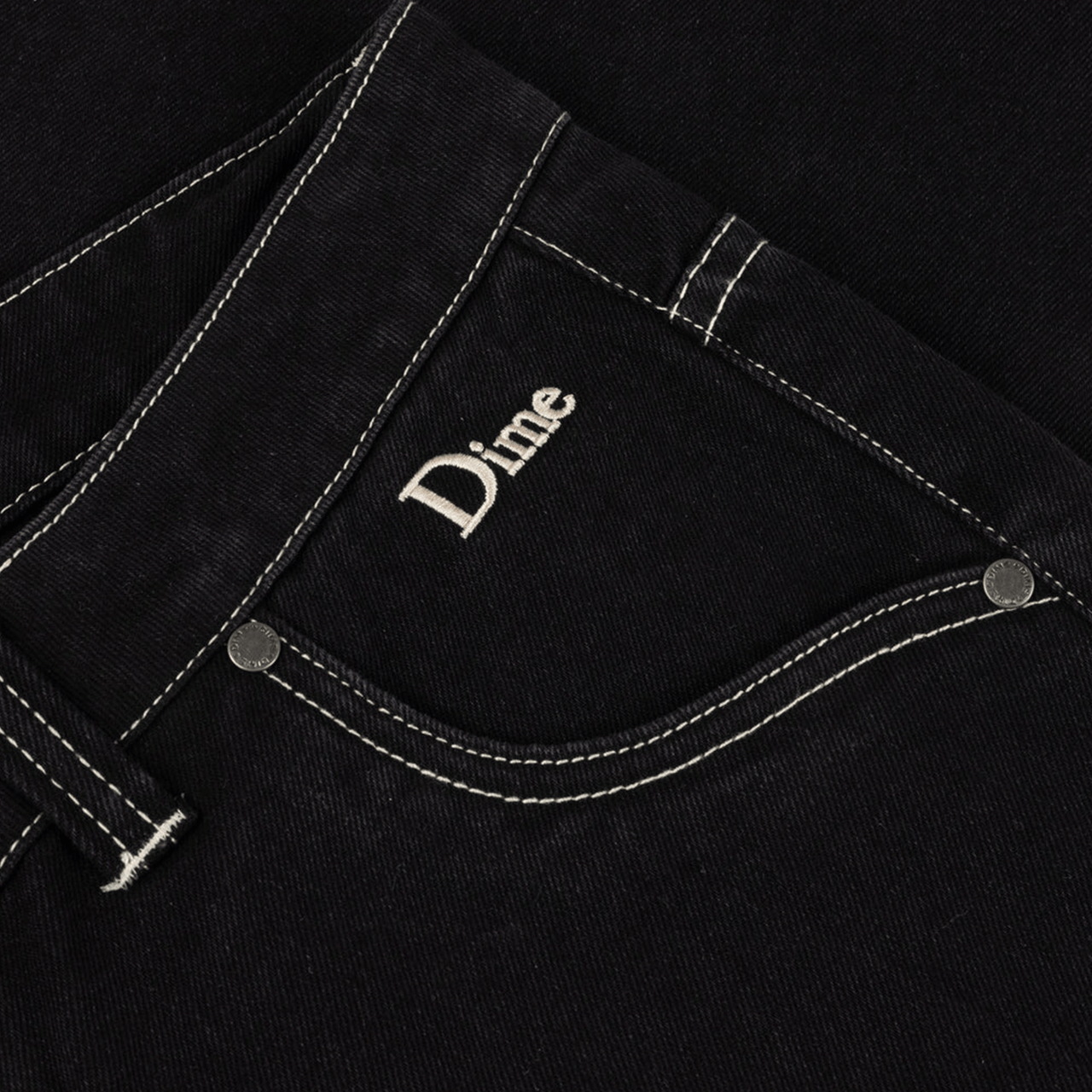 Dime Relaxed Denim Pants - Black/Contrast Stitch