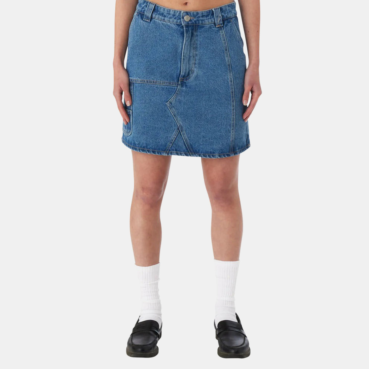 Obey Rebuilt Carpenter Skirt - Light Indigo