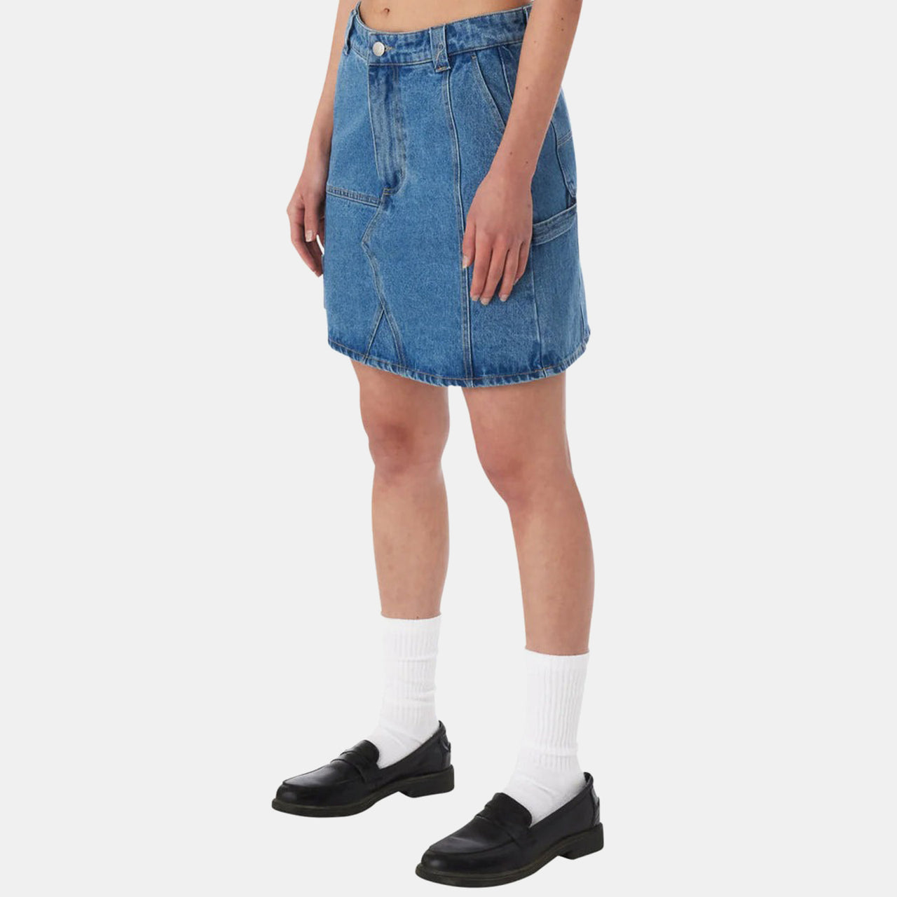 Obey Rebuilt Carpenter Skirt - Light Indigo