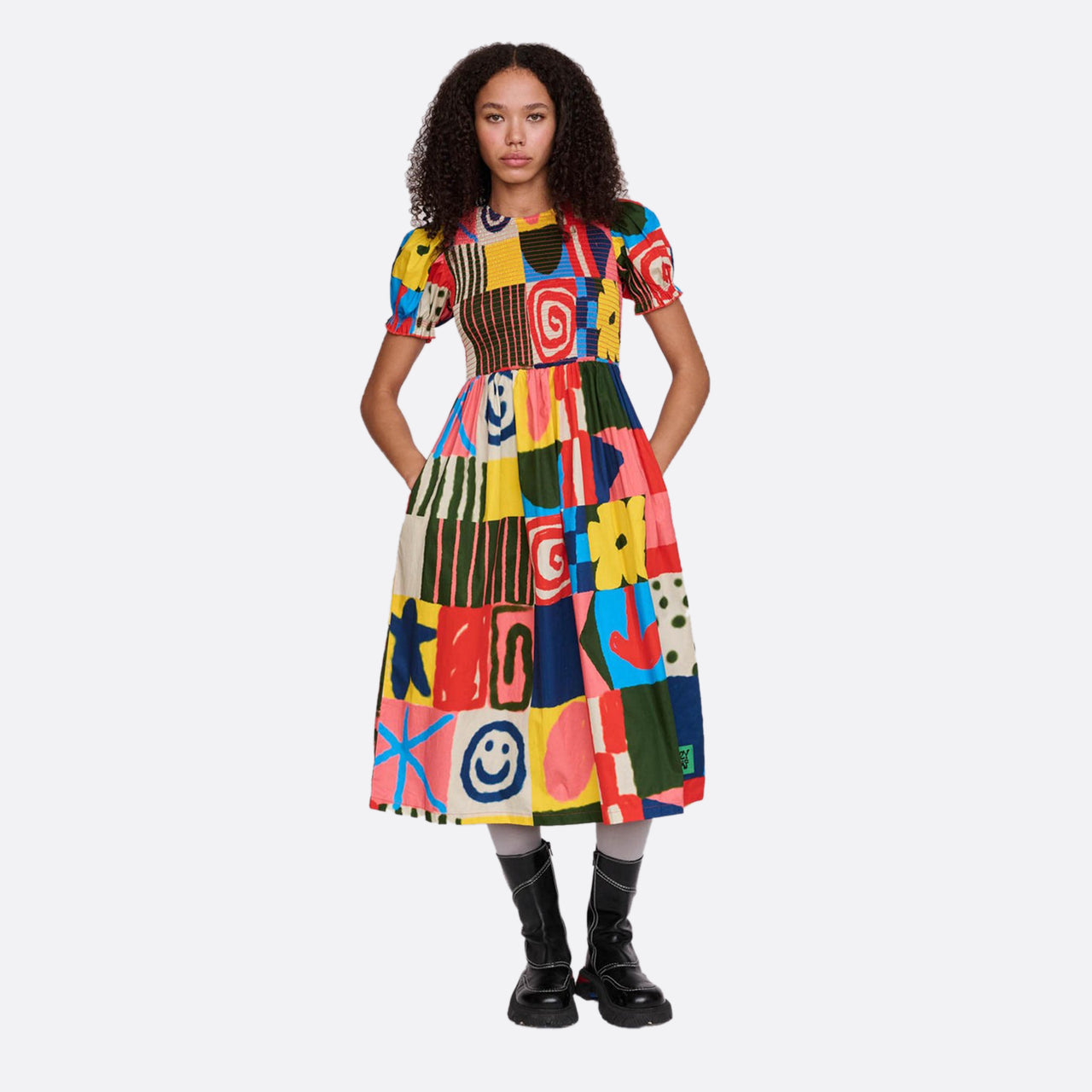 Lazy Oaf Abstract Shirred Dress