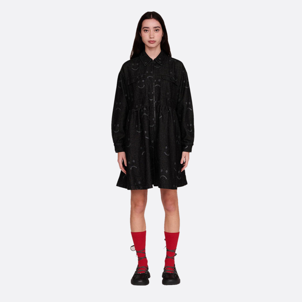 Lazy Oaf Happy Sad Denim Dress