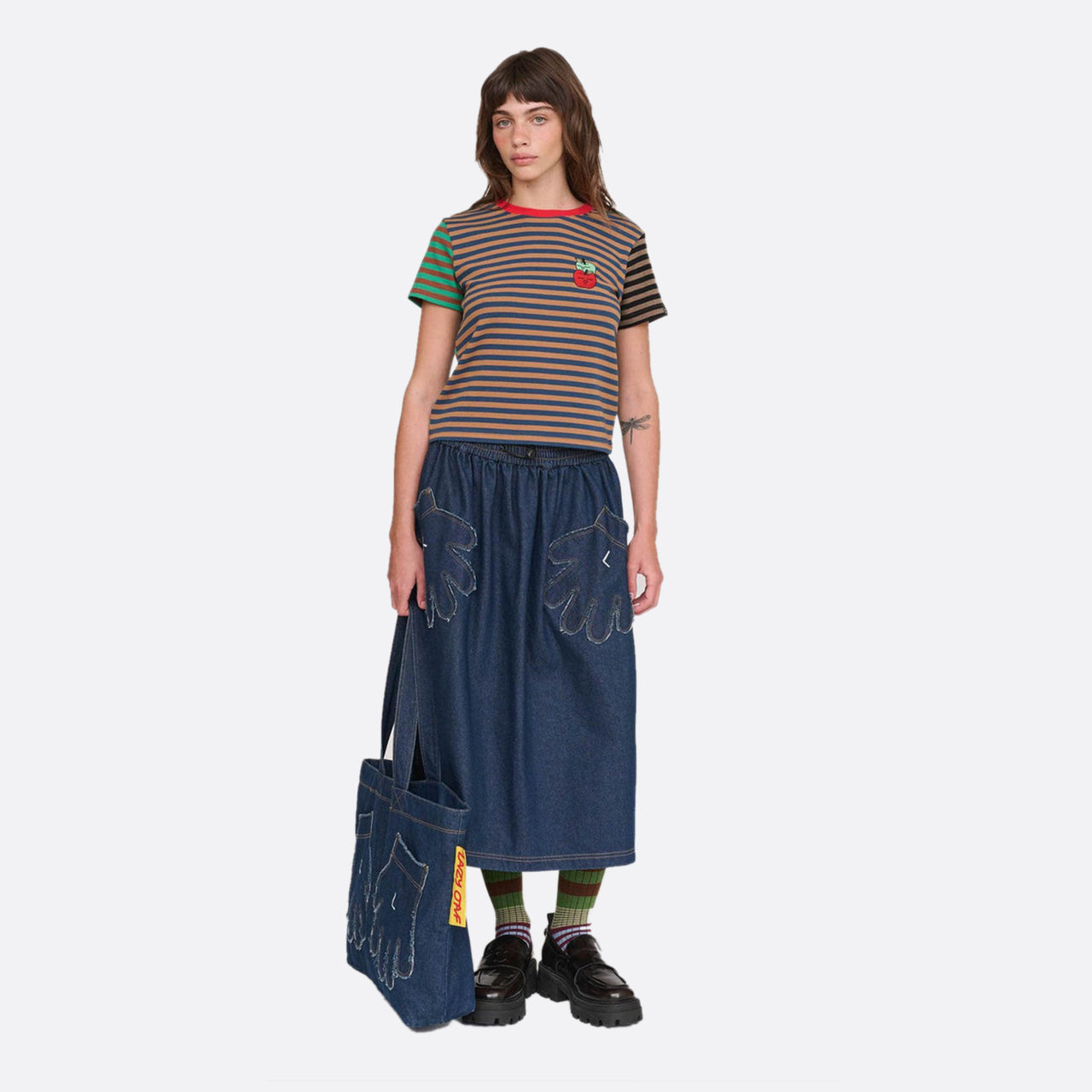 Lazy Oaf Out Of Hand Denim Midi Skirt