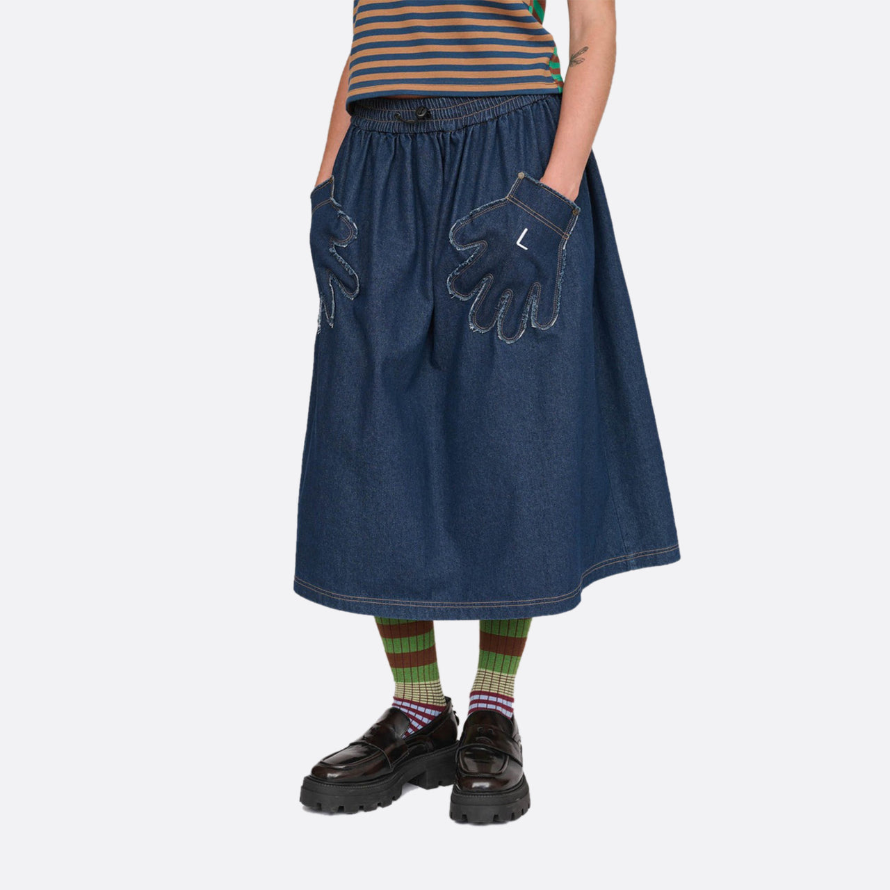 Lazy Oaf Out Of Hand Denim Midi Skirt