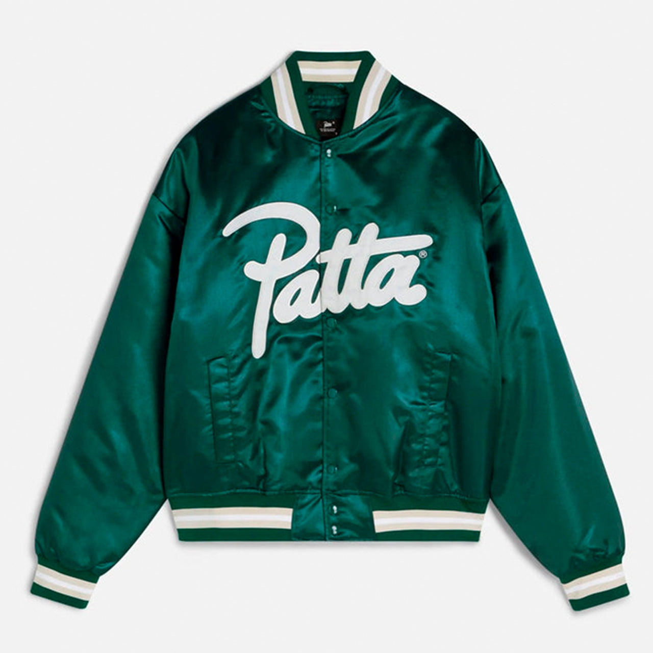 Patta Script Logo Satin Varsity Jacket - Bistro Green