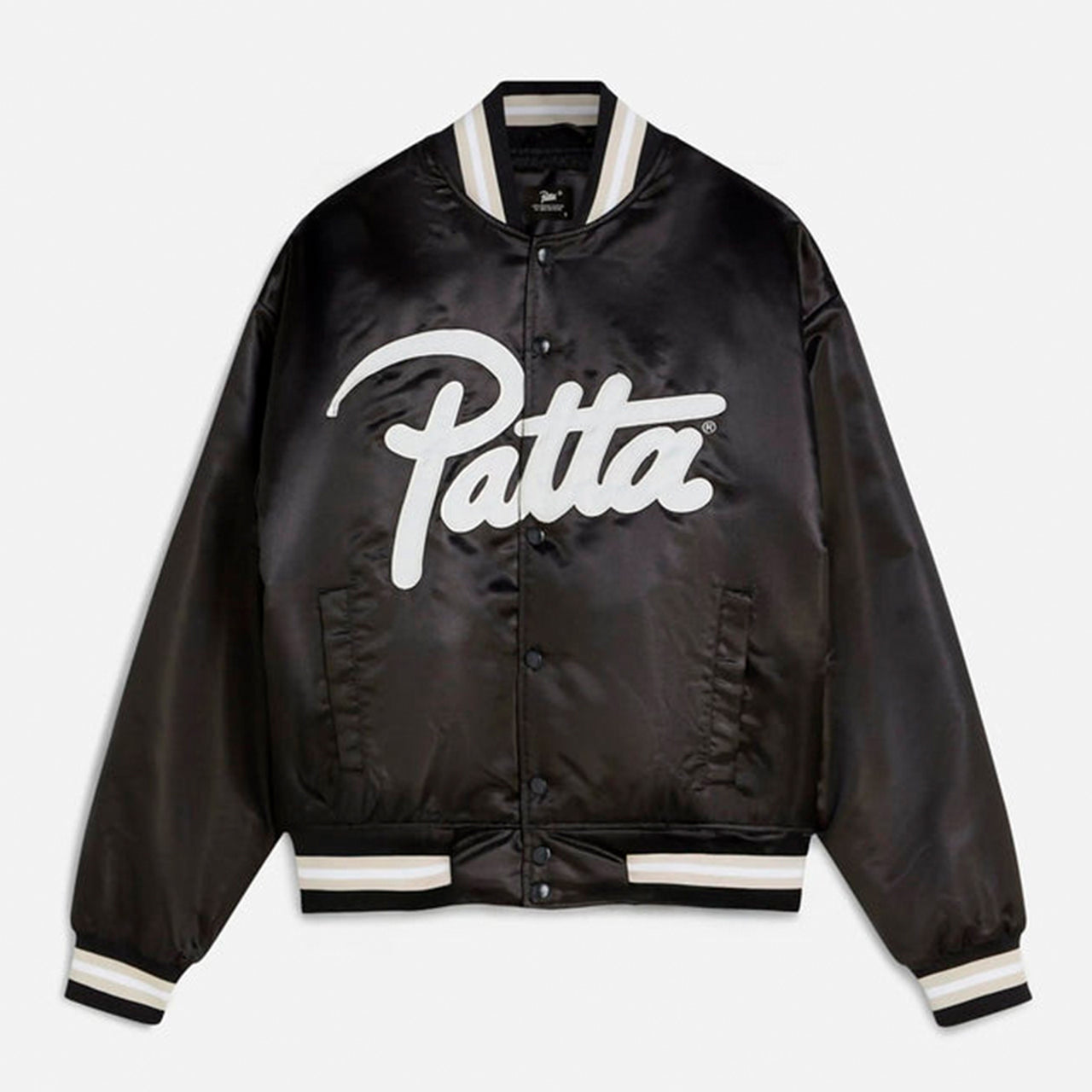 Patta Script Logo Satin Varsity Jacket - Black