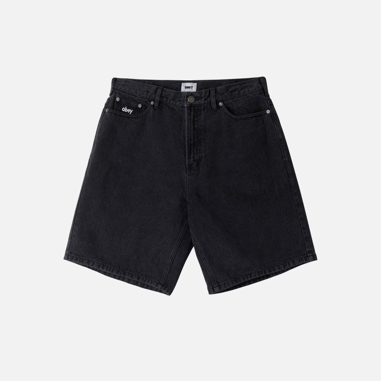 Obey Bigwig Baggy Denim Short - Faded Black