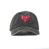 Heart Face Cap - Washed Black