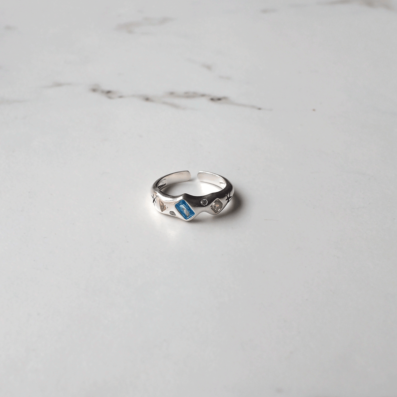 Anillo Rectángulo Azul Asterisco