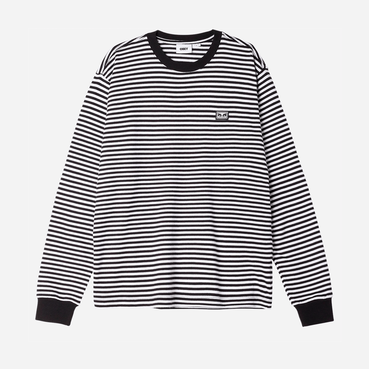 Obey Established Works Eyes Stripe Long Sleeve - Black Multi