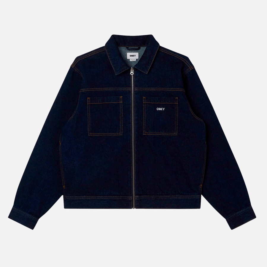 Obey Icon Hardwork Zip Up Jacket - Rise Indigo secondary