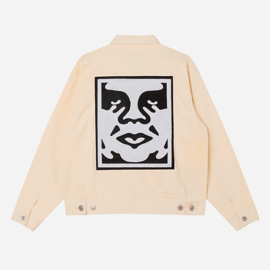 Obey Icon Hardwork Zip Up Jacket - Unbleached