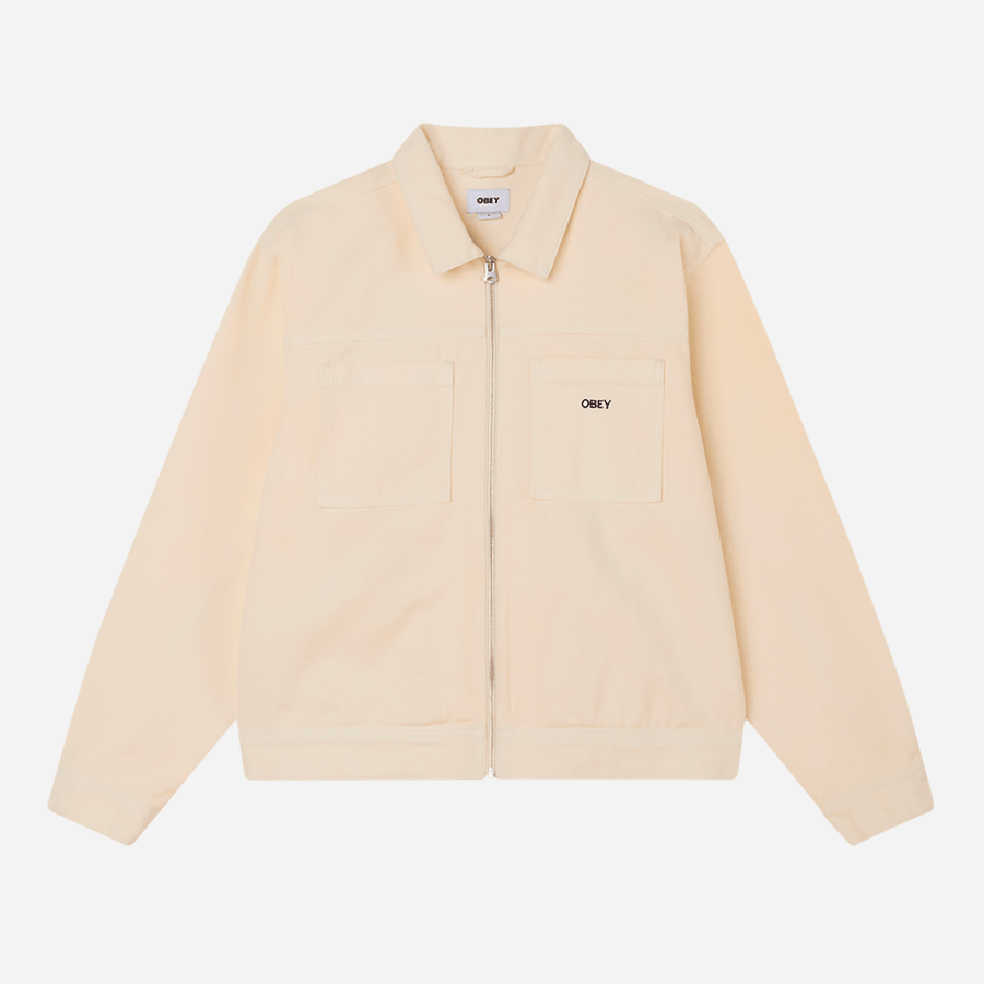 Obey Icon Hardwork Zip Up Jacket - Unbleached secondary